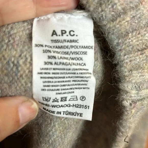 NWT mens A.P.C. Pull Lucas Gris Clair Chine size XS - Picture 6 of 8